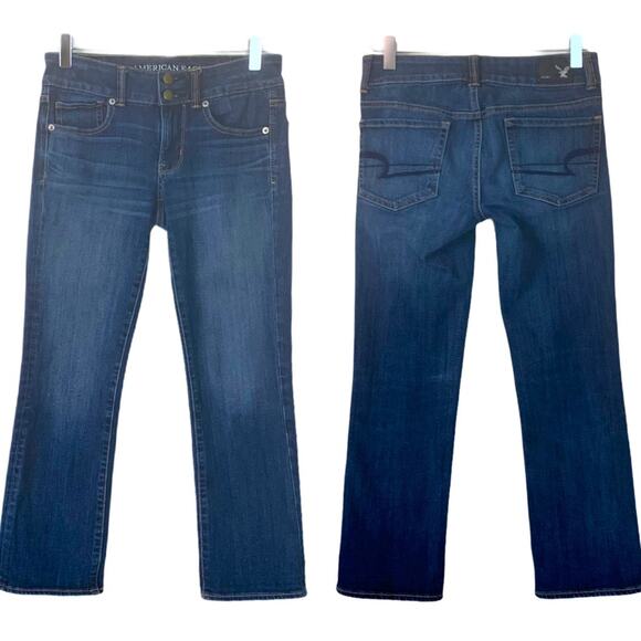 American Eagle Women's Jeans Artist Crop Low Rise Dark Wash Super Stretch Size 2 - Picture 4 of 12